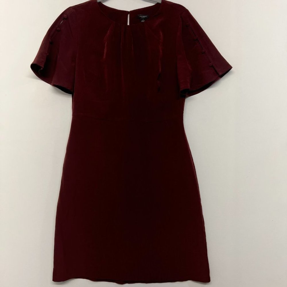 Ann Taylor Factory Wine Midi Dress Short Sleeve Women's 6